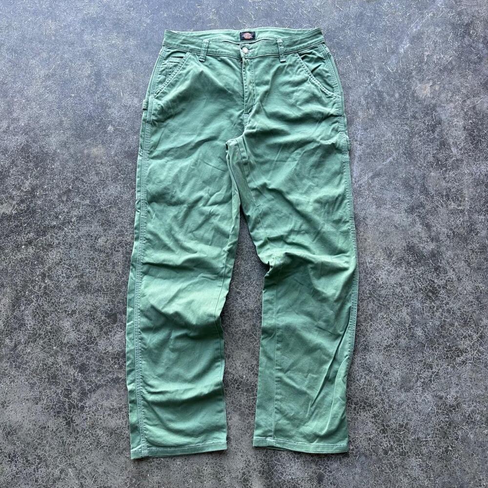 Y2K 2000s Dickies Cotton Pistachio Green Contrast Stitching Carpenter Pants 31''